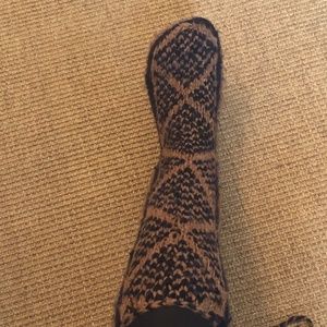 Women's XL Mukluk Alpaca Socks/Slippers Navy/Tan